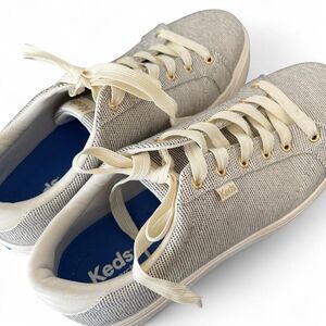 Keds Women's Cream and Grey Trainer Sneakers Size 9.5W